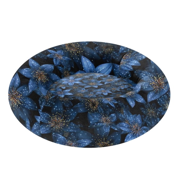 Pet Bed Pet Mat Cozy Removable & Washable Comfort For Cats And Dogs Deep Blue Flower