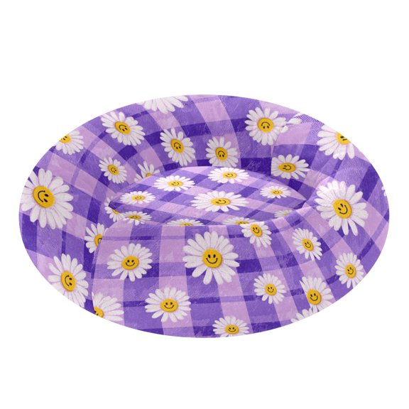 Pet Bed Pet Mat Cozy Removable & Washable Comfort For Cats And Dogs Happy Daisies on Purple