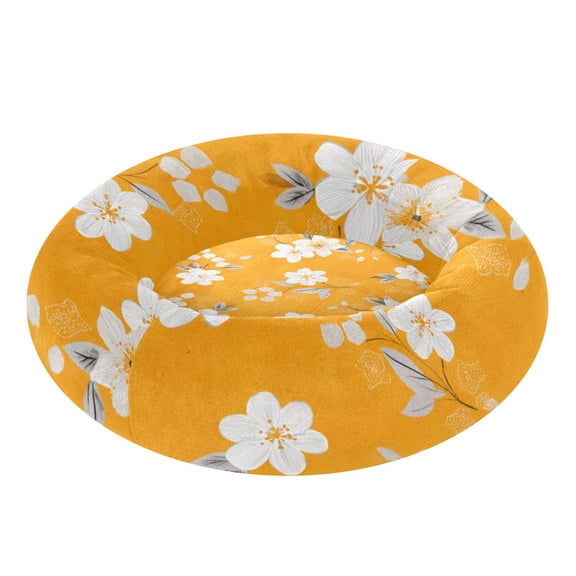Pet Bed Pet Mat Cozy Removable & Washable Comfort For Cats And Dogs Orange Flowers Pattern