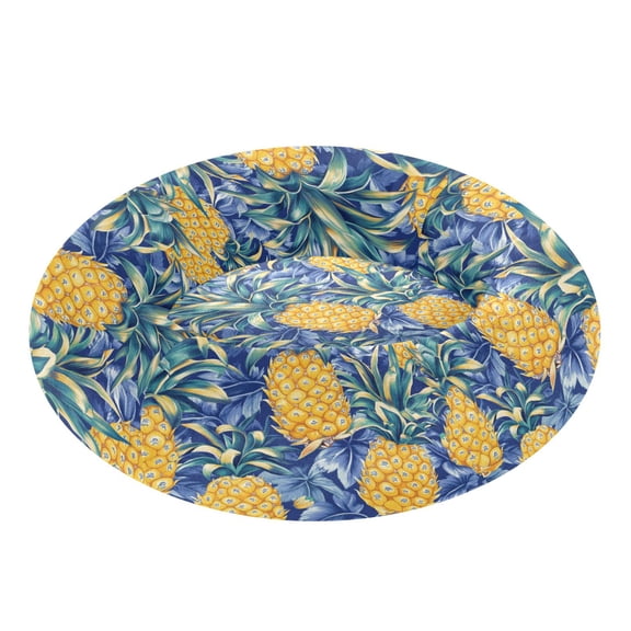 Pet Bed Pet Mat Cozy Removable & Washable Comfort For Cats And Dogs Pineapple with Blue Background
