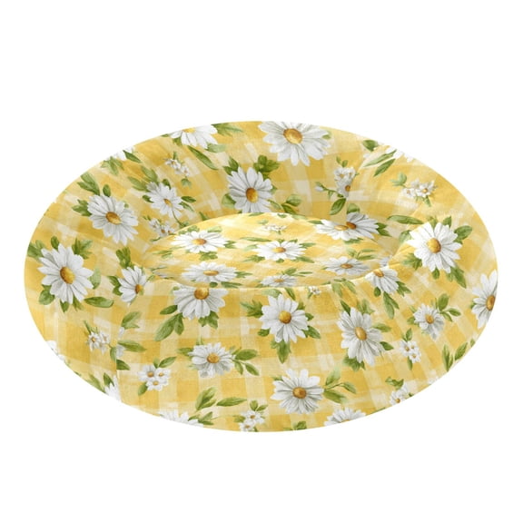 Pet Bed Pet Mat Cozy Removable & Washable Comfort For Cats And Dogs Yellow Gingham with Daisies Pattern