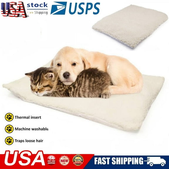Pet Bed Self Heating Snooze Pad Pet Bed Mat for Pets Cats Dogs and Kittens for Travel or Home, White, Medium