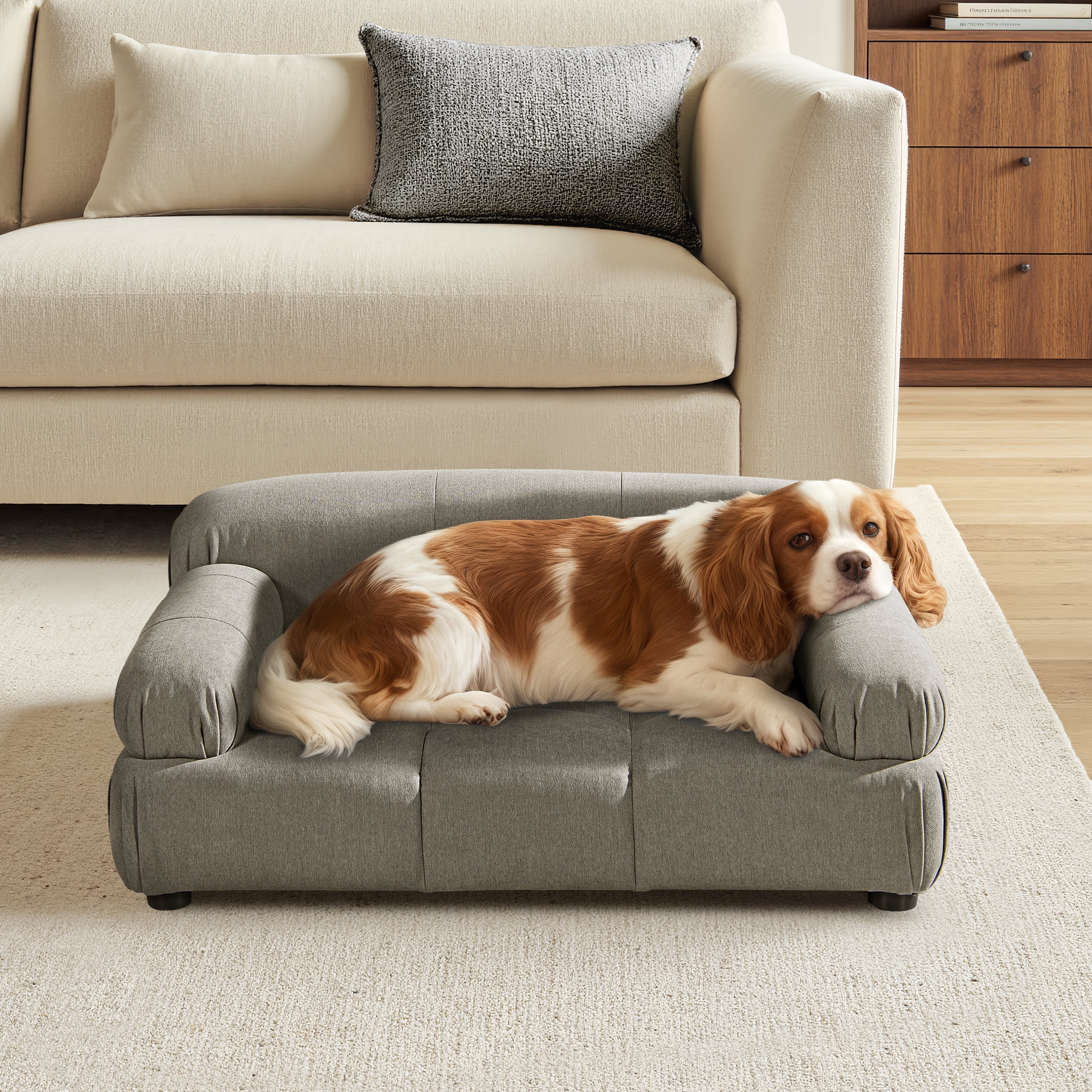 Pet Bed, Small to Medium Dog or Cat Uptown Gray Performance Velvet
