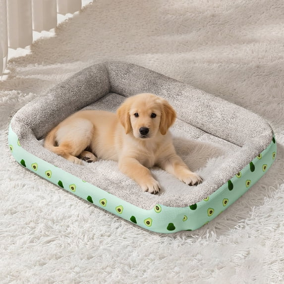 Pet Bed,Soft Orthopedic Warm Sofa Mat Crate Pad All Season Cozy Washable Non-Slip For Kennel Indoor Living Room Sleeping Resting,23.62x17.72 Inch,Green