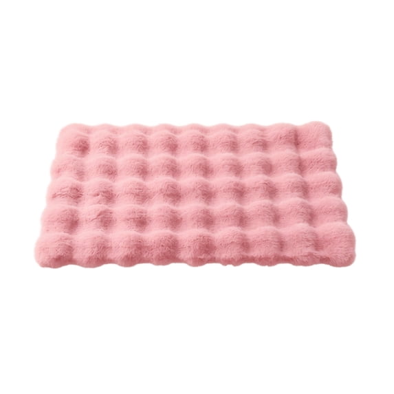 Pet Bed, Soft Plush Bubble Texture Warm Pink, 1 Piece Washable Non-Slip Pet Mat, Suitable for Small Medium Dogs Cats Indoor Sleeping Resting Use for Home Crate Sofa Floor