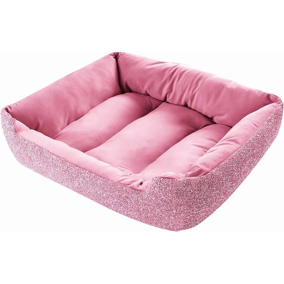 Pet Bed, Sparkling Rhinestones, Soft, Comfortable Velvet, for Lounging Dogs, Cats, Pets, Pink, Large, Sold Individually