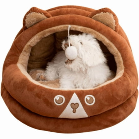 Pet Bed Warm Indoor Brown Bear Theme Cat beds and dog beds（brown）