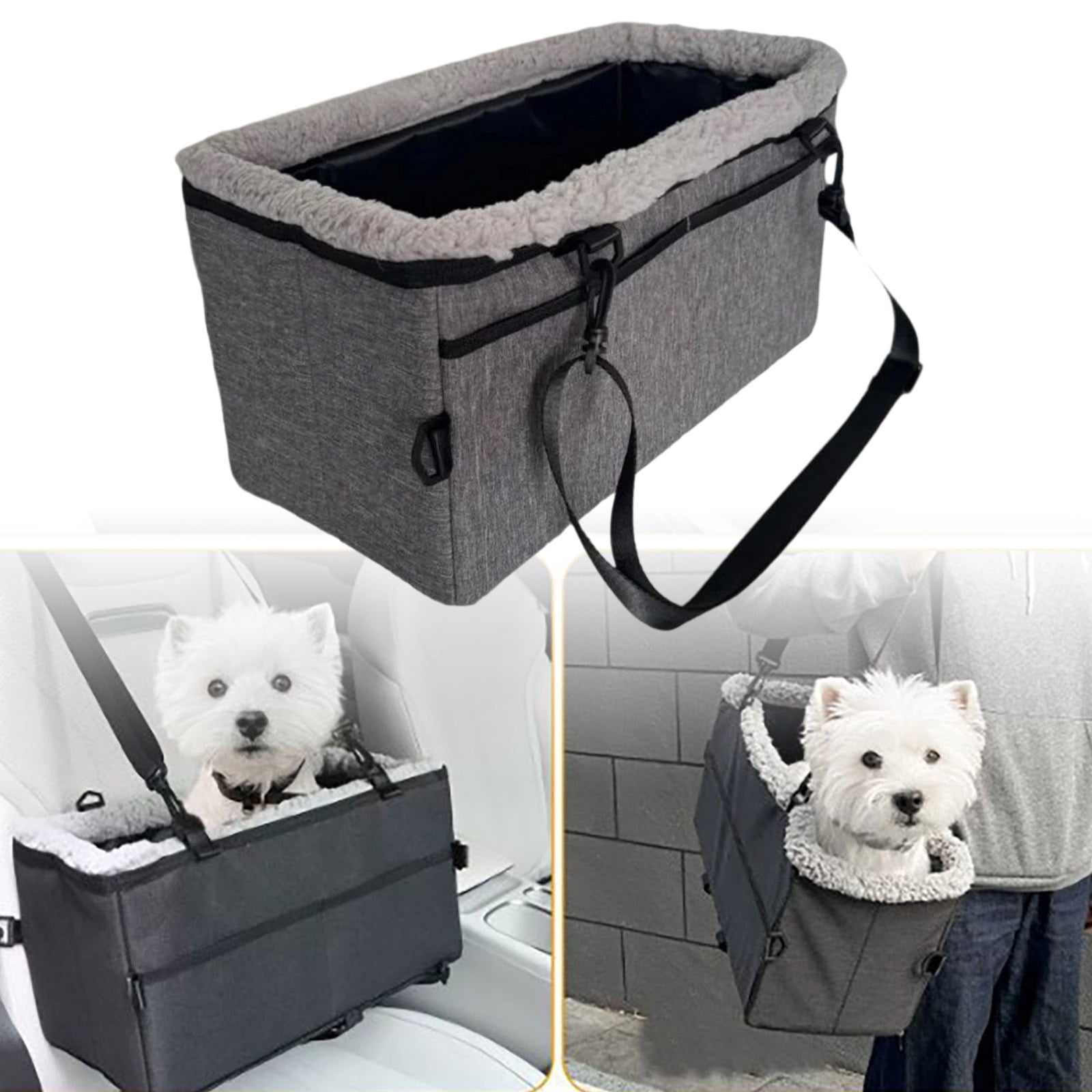 Pet Bed for 44x20x24cm Large Foldable Center Console Front Seat Bed for Cats and Dogs Ideal Travel Indoor Outdoor Comfort