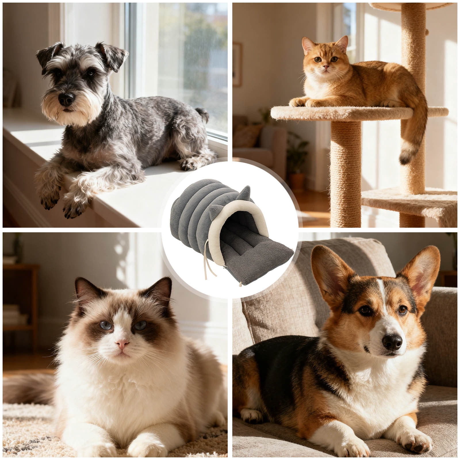 Pet Bed for Cats – Semi Enclosed Dog Cat Sleeping Space with Removable Washable Pad Cozy Indoor Calming for Pet Bed Category