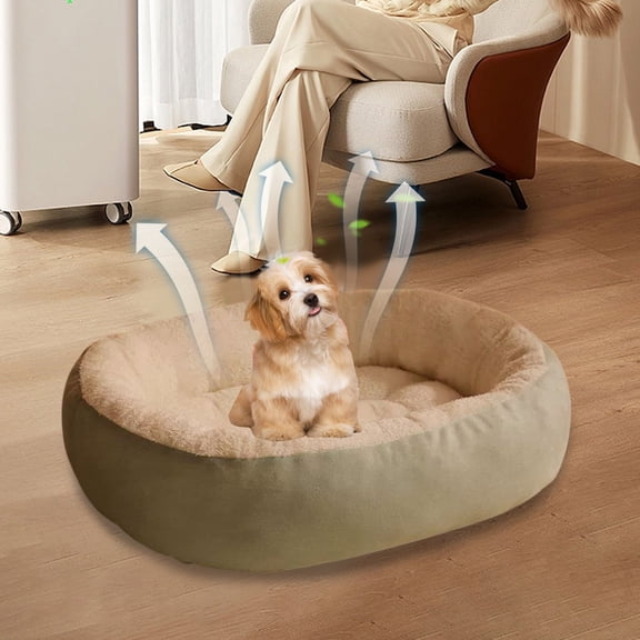 Pet Bed for Dogs and Cats, Winter Warm Fleece Pet Pad, Oval Dog House Indoor Pet Supplies, Soft Plush Machine Washable Pet Nest for Small Medium Pets