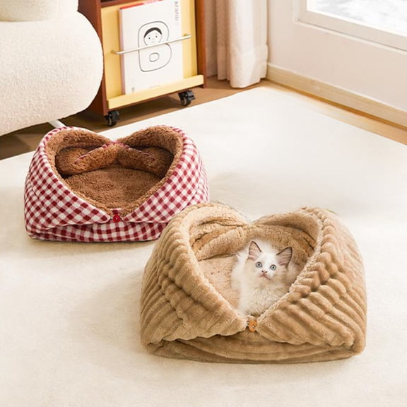 Pet Beds For Cats Dogs 3 In 1 Lint Pet Bed Blanket Mat Foldable Cozy Small Dog Sofa Cats Bed Nests Warm Indoor Perfectly Comfortable Pet Bed Half Closed Washable