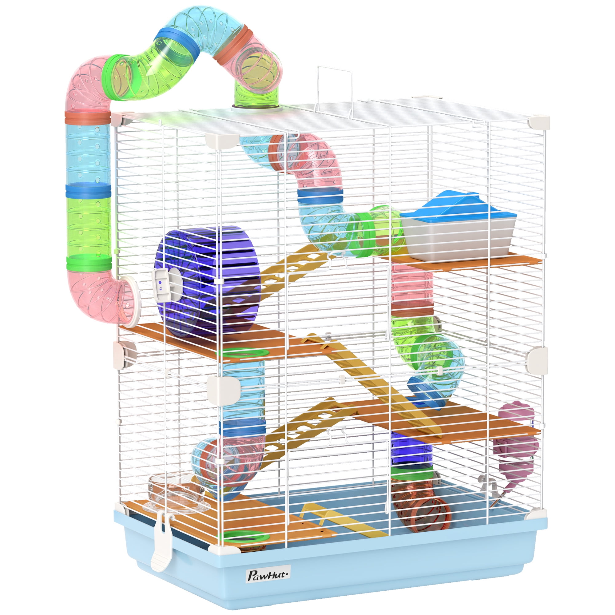 Visual Reference: Pet Beds Pawhut 18 5 Tier Hamster Cage With Tubes