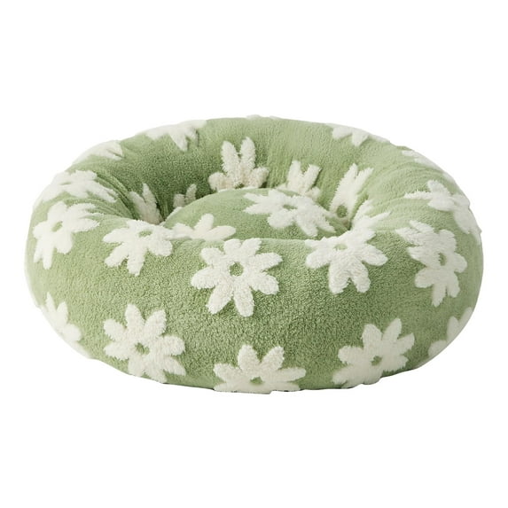 Pet Beds for Small Dogs Round Calming Dog Bed for Medium Dogs Anti-Anxiety Donut Cuddler Cat Bed with Anti-Slip Bottom Washable Removable Dog House 23.6"x23.6"
