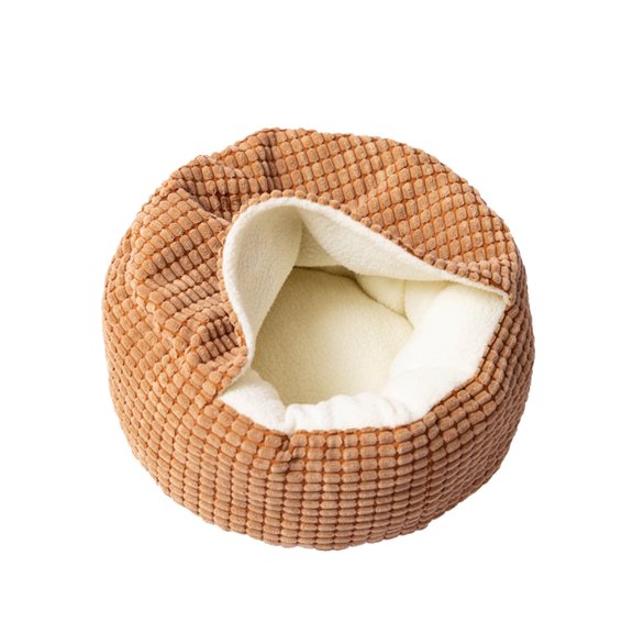 Pet Beds for Small Dogs Cats Calming Round Cabin with Attached Blanket Soft Cozy Burrow Bed Bottom for