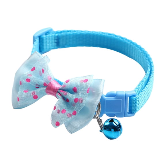 Pet Bell Necklace Cat Necklace Colorful Nylon Collar,Cat or Small Dog Collar Adjustable Breakaway Pet Collar with Bow