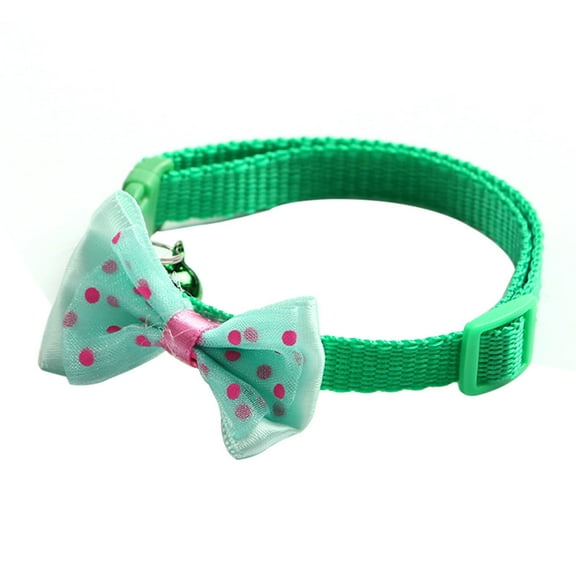 Pet Bell Necklace Cat Necklace Colorful Nylon Collar,Cat or Small Dog Collar Adjustable Breakaway Pet Collar with Bow