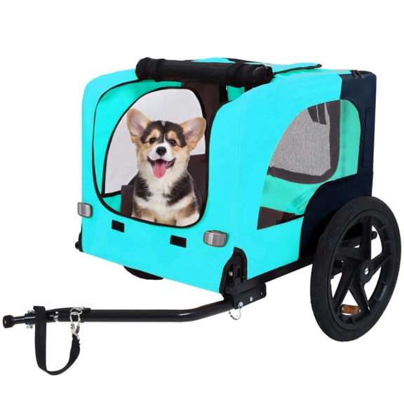 Pet Bike Trailer Dog Bicycle,Suitable for Small and Medium Pets, Easy Folding Cart Frame, Quick Release Wheel, Non-Slip Floor, Internal Leash