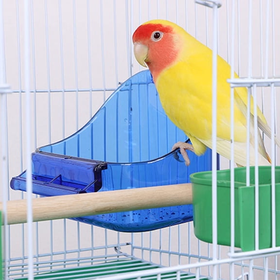 Pet Bird Bath Box, Bird Caged Parrot Bathing Tub, Bird Cage Accessory Bathing Tub Bath for Small Brids Parakeet Canary Budgerigar Lovebirds (Blue)