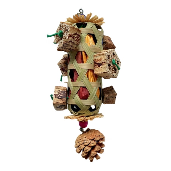 Pet Bird Chew Toy Natural Cornhusk Pinecone for Cockatiel Conure Cockatoos Teeth Grinding Toy for Cage Bird