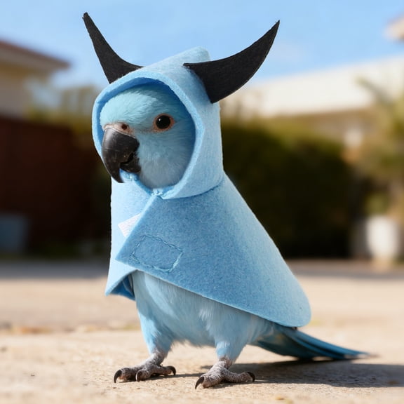 Pet Bird Cloak, Parrot Costume with Hooded Design, for Budgies Cockatiels for Outdoor Use - Blue L Size
