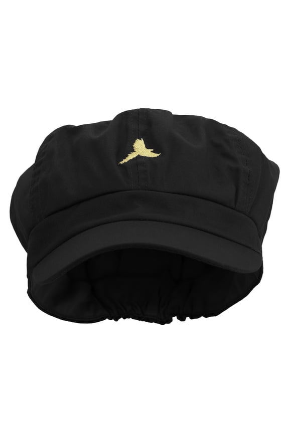 Pet Bird Logo Embroidered Cotton Elastic Big Size Newsboy Cap - Black 2XL-3XL