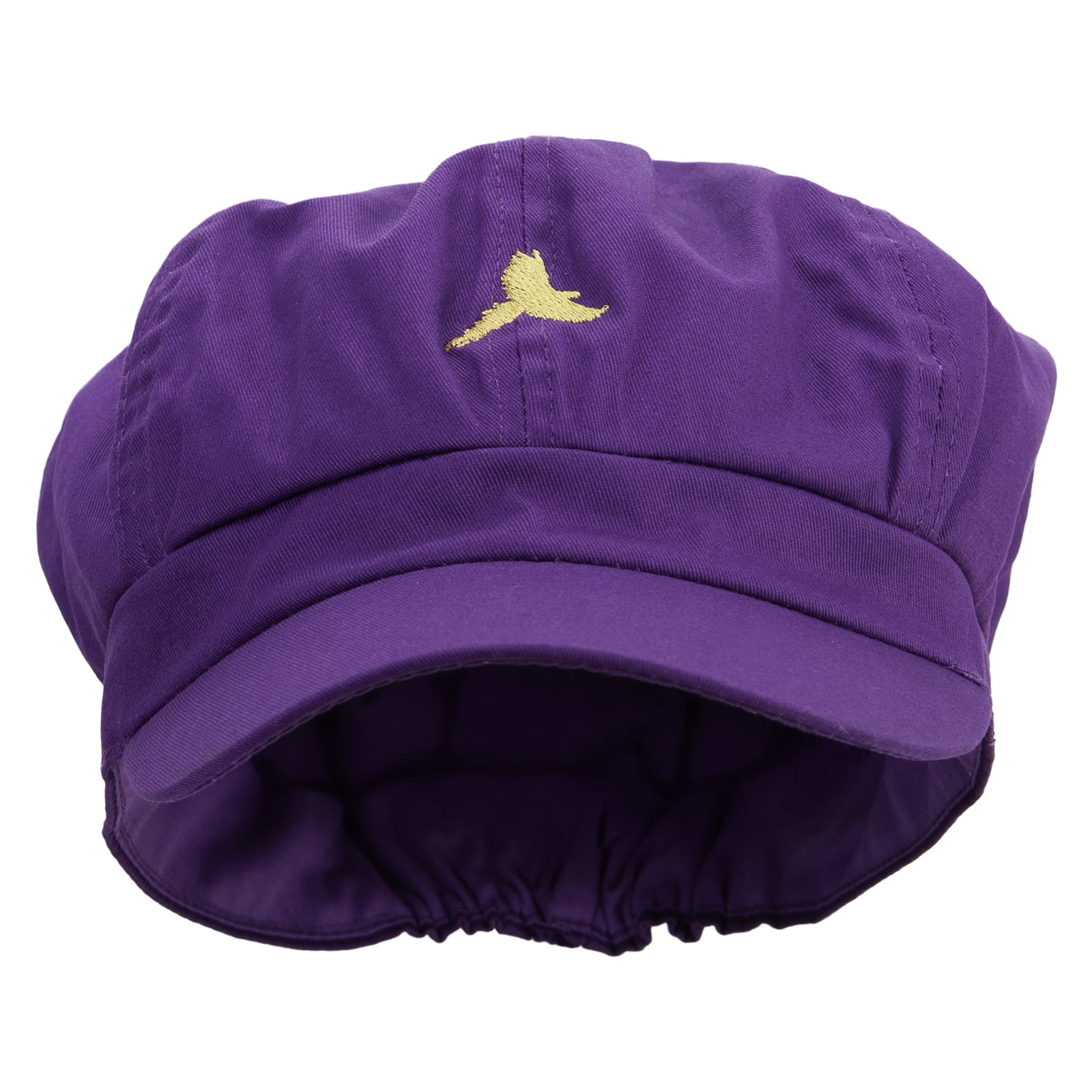 Pet Bird Logo Embroidered Cotton Elastic Big Size Newsboy Cap - Purple ...