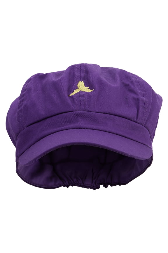 Pet Bird Logo Embroidered Cotton Elastic Big Size Newsboy Cap - Purple XL-2XL