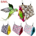 thumbnail image 1 of Pet Bird Parrot Plush Heart Print Warm Soft Hanging Hammock Sleeping Bed Nests, 1 of 8