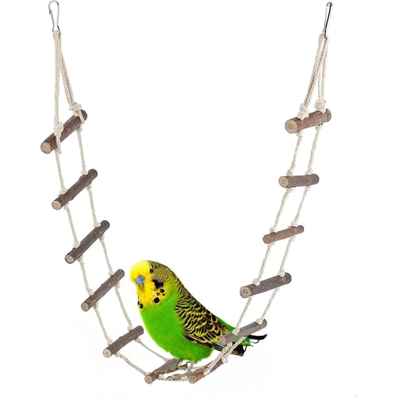 Pet Birds Climbing Ladder Toys Squirrel Suspension Rope Bridge Nature Wood Long Climbing Ladder