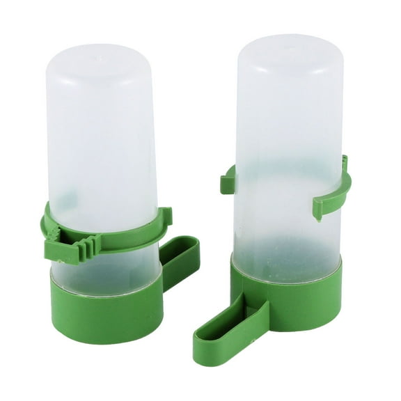 Pet Birds Green Clear Plastic Water Fountain Bottle Feed Waterer 140ML 2Pcs