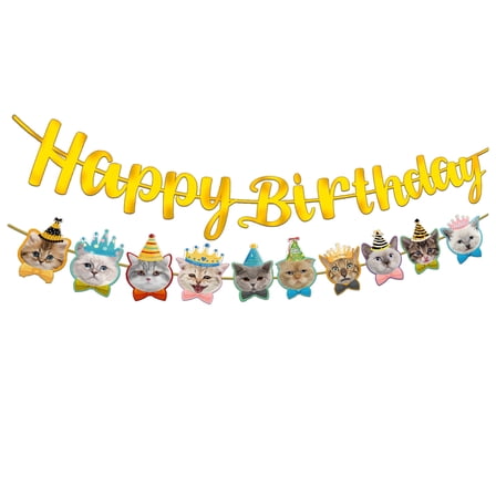 Pet Birthday Party Decoration Set Cake Toppers Birthday Flags Dog Cat Party Decoration Banners