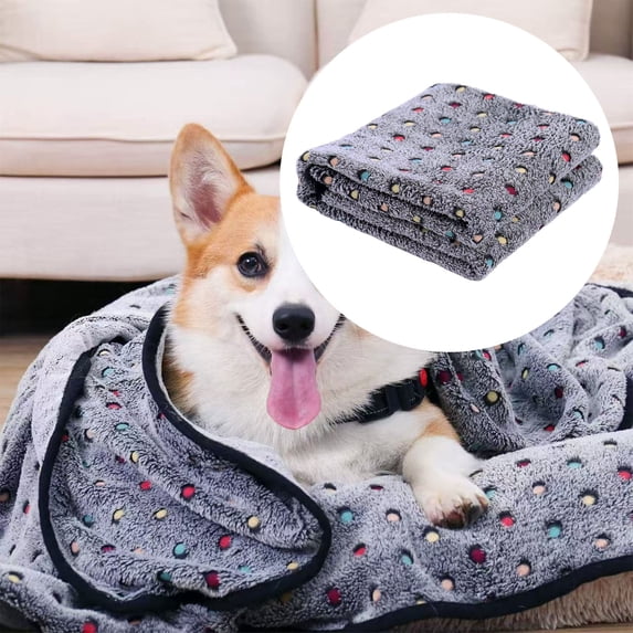 Pet Blanket Coral Fleece Flannel Blanket for Dogs and Cats , Soft Cute Dot Pattern Pet Blanket Flannel Throw,Grey,M