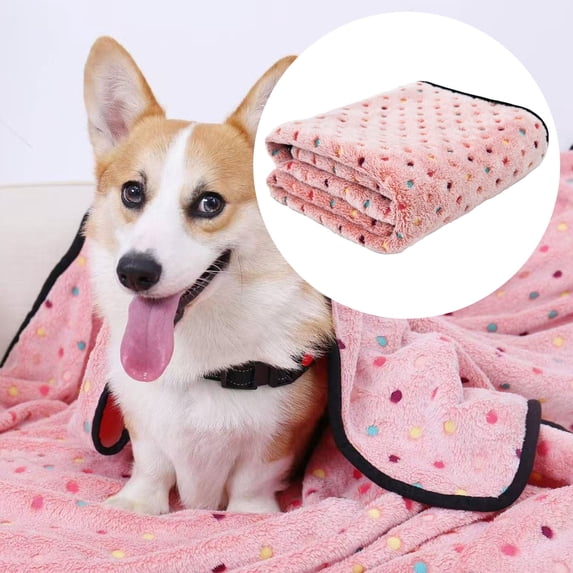 Pet Blanket Coral Fleece Flannel Blanket for Dogs and Cats , Soft Cute Dot Pattern Pet Blanket Flannel Throw,Pink,S