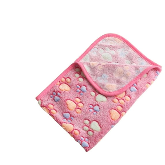 Pet Blanket Seasonal Blanket Warm Coral Velvet Pawy Print Blanket Cat Dog Blanket(15.8"×23.6",Pink)