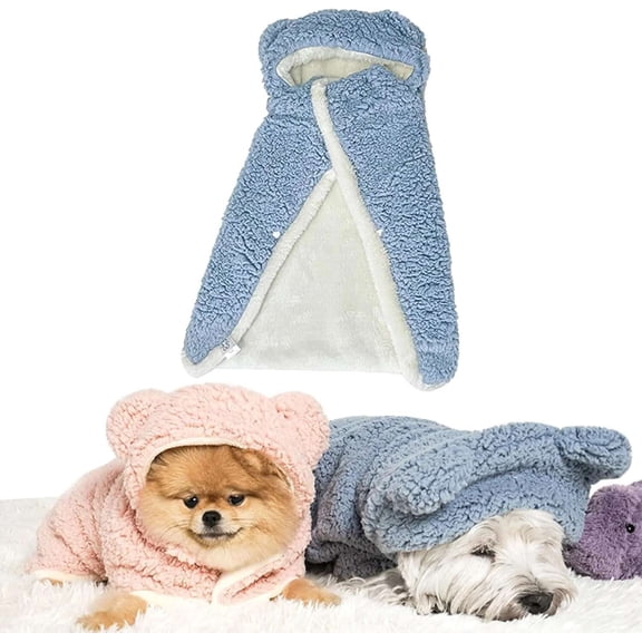 Pet Blanket, Warm Winter Blanket Cape for Dogs and Cats, Flannel Dog Coat Wraps with Hood Christmas Gift