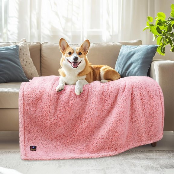 Pet Blanket for Medium Large Dogs Soft Sherpa Calming Thick Cover Leakproof Cozy Puppy Sofa Bed Couch Protector(,41x31 inches)
