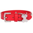 thumbnail image 1 of Pet Bone Rhinestone Collar - Adjustable 20-28cm, PU Material, Bell, for Dog/Cat, Gift, 1 of 4