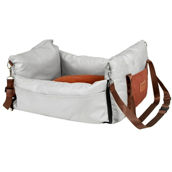 Pet Booster Car Seat for Small Dogs - Safety Travel Cushion, Supports 25lbs, Gray