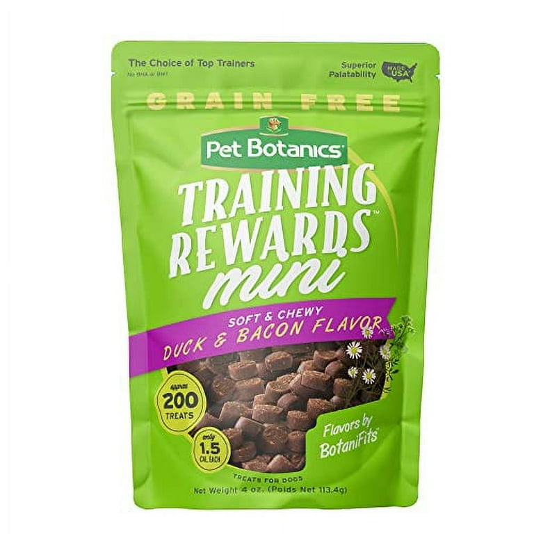 Pet Botanics 4 oz. Pouch Training Reward Mini Soft Chewy Duck and Bacon Flavor with 200 Treats Per Bag The Choice of Top Trainers