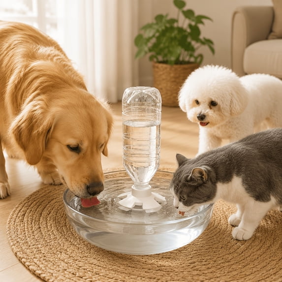Pet Bottle Water Dispenser, Automatic Siphon Refill Adapter for Cats and Small Dogs, Water Bottle Connector for Pet Bowls, Home Feeding Area and Short Trips