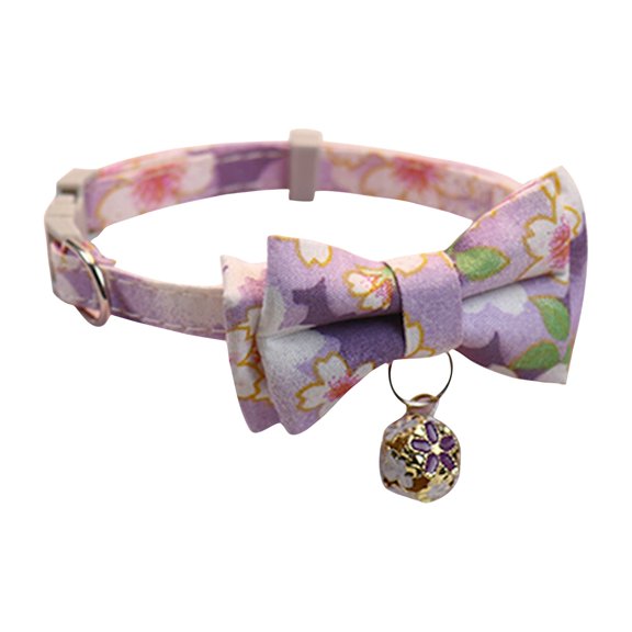 Pet Bow Tie,Pet Collar Bow Collar Collar Cat Strap,Cat Head Safety Socket Cat Dog Collar With Bow And Bell For Dogs,Cats And Rabbits(7.5-12Inch,Purple)