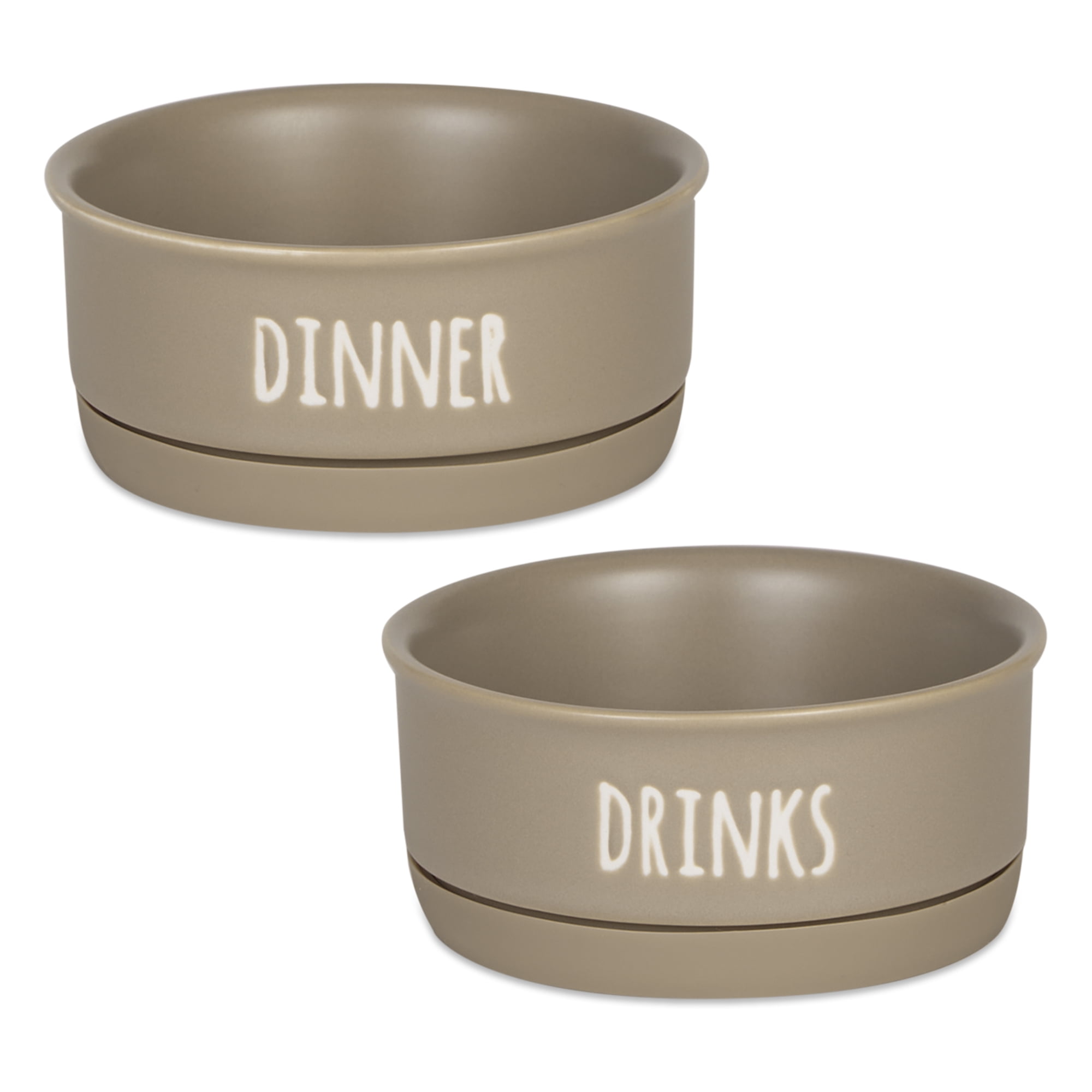 Double Low Pet Water or Food Bowls 8 Ounces (1 Cup) - black, tan, light  brown, dark brown, light grey, dark grey, hunter green, blue, red or pink.