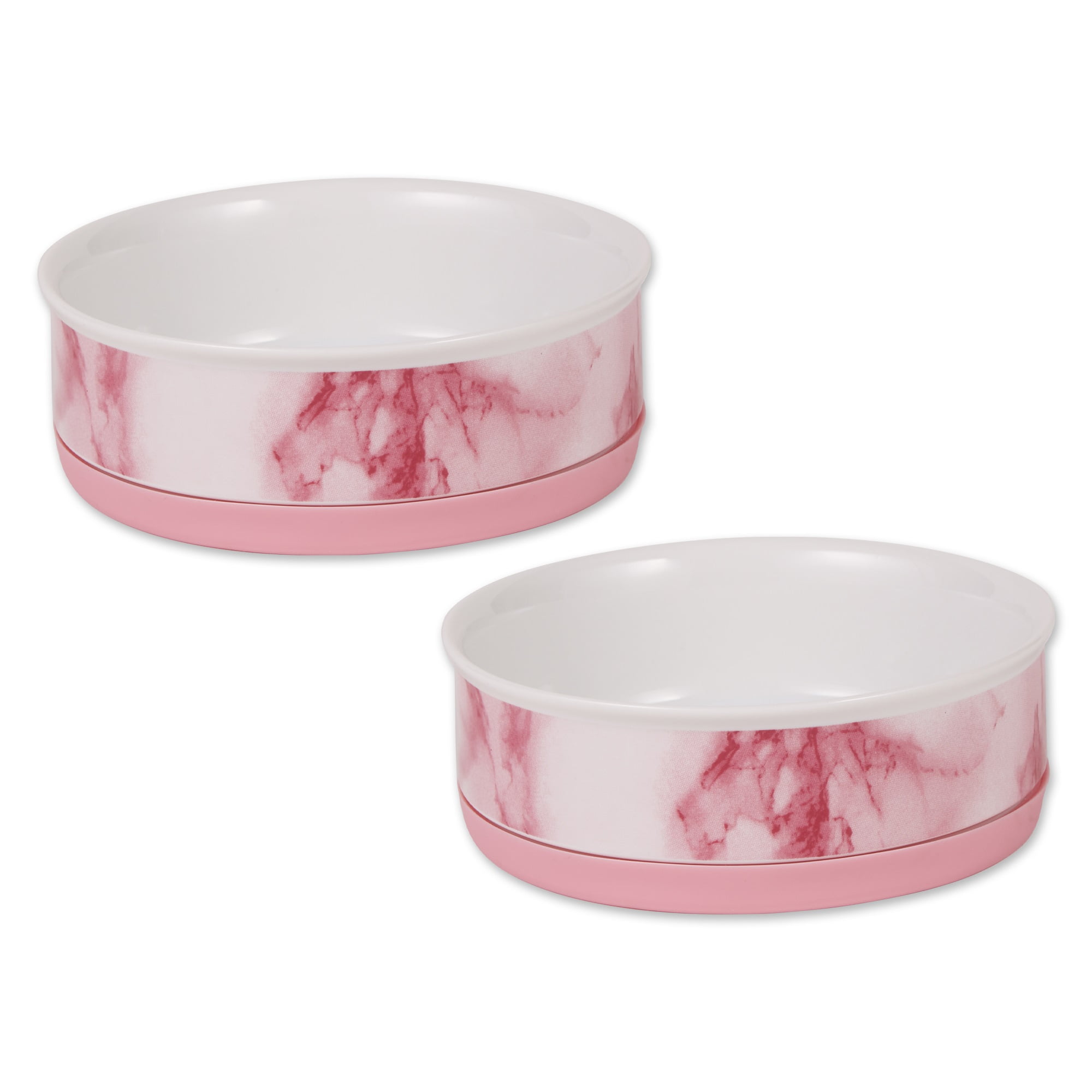 DII Pet Bowl Pink Marble Medium 6Dx2H (Set of 2)