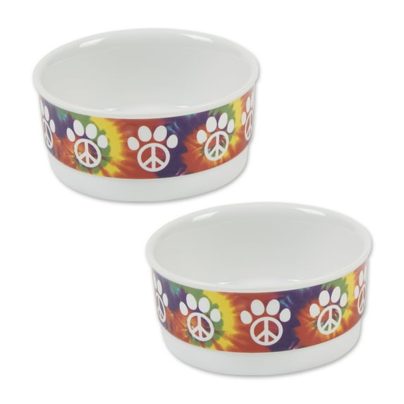 Pet Bowl - Rainbow Paw Small 4.25Dx2H SET/2