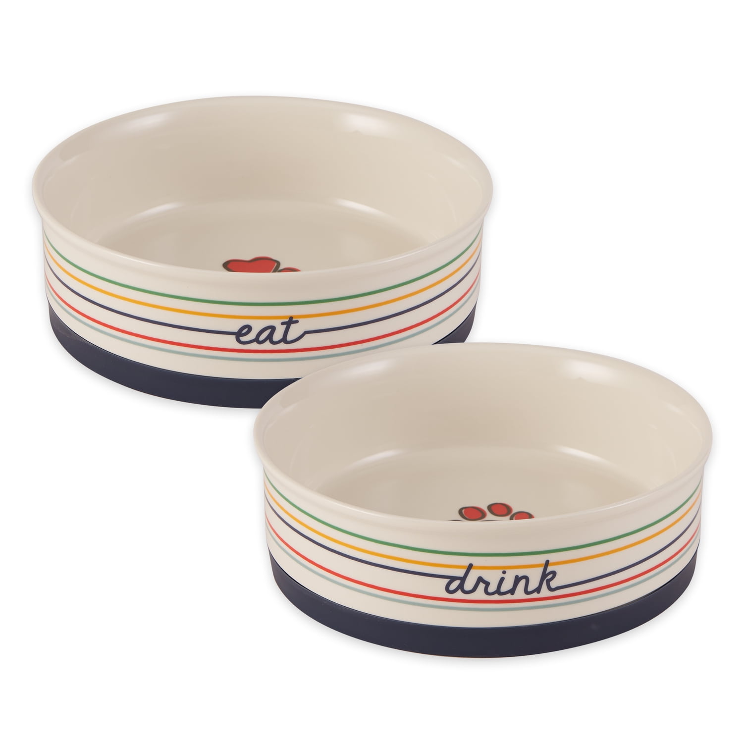 Large Multicolor Ceramic Pet Bowls with Non-Slip Base