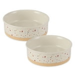 Bone Dry Ceramic Food Bowls, Non-Slip & Dishwasher Safe, Large Set, 7.5x2.4 Terrazzo