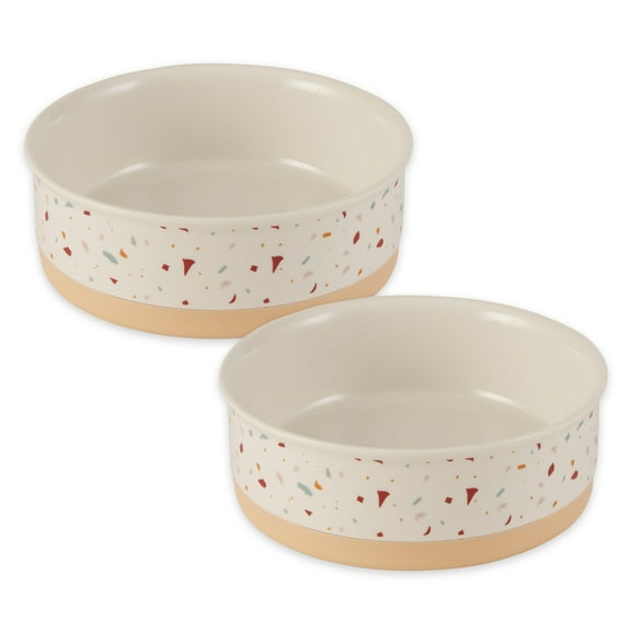 Pet Bowl Set, Medium 6x2-inches, Terrazzo