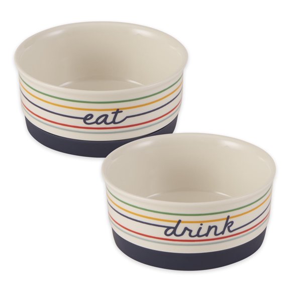 Bone Dry Pet Bowl Set, Small 4.25x2-inches, Eat Drink