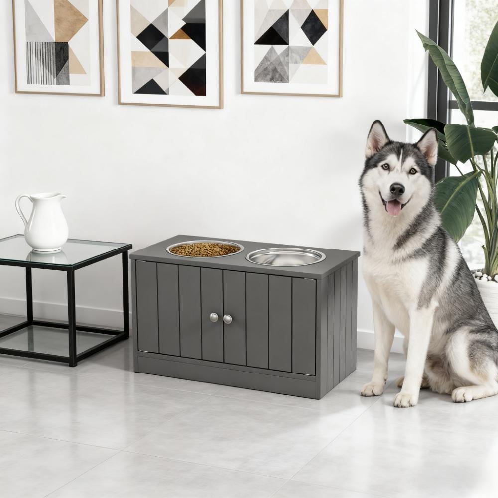 Pet Bowls, Elevated Dog Bowls with Storage Cabinet Containing Large Capacity