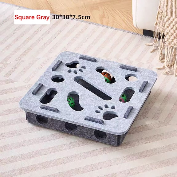 Pet Box Interactive Toy,Pet Fit For Life Cat Puzzle Toy Indoor Mental Stimulation Felt Material Paws Track with 3 Interactive Balls,Enrichment Box for Hunting,Exercise,Self Play and Fun for Cats